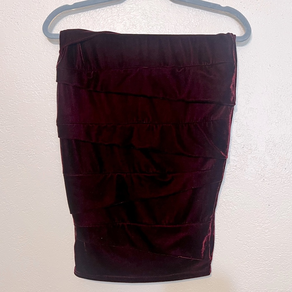 Velvet pencil skirt